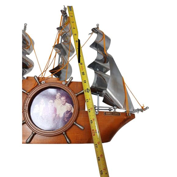 1950s Vintage Wooden Boat Sailing Yankee Clipper Ship Wood Mantel (No Clock) - Picture 16 of 16